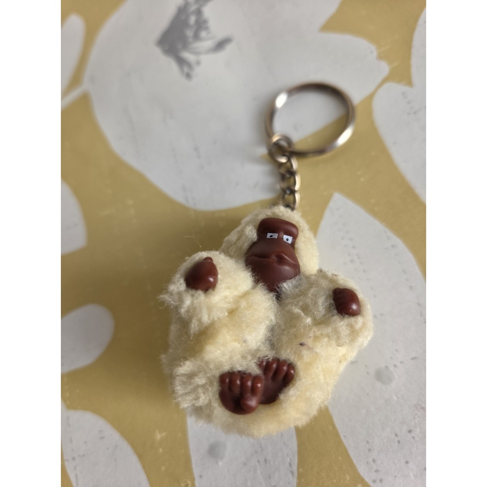 Kipling Baby Monkey Keychain Katie Bag Charm Beige Furry Tropical Jungle 1.5"